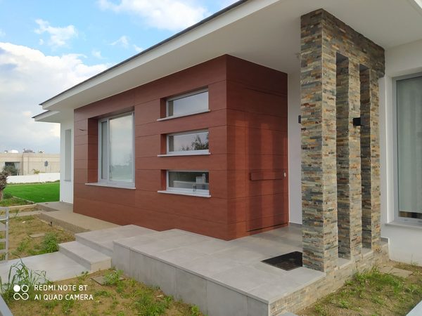 White frames against textured render