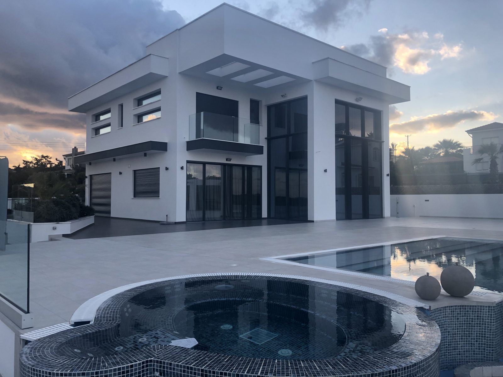Glazed elevation at dusk